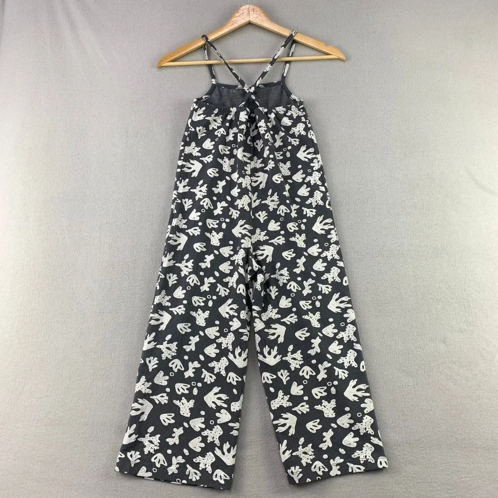 Babyface Coral Jumpsuit Girls 8YR Gray White Wide Leg Sleeveless Cotton